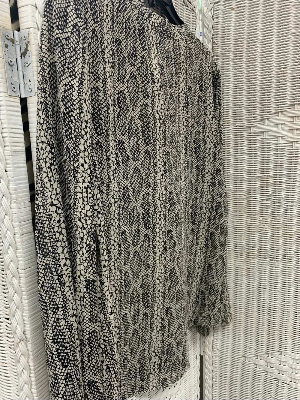 Theory Beige and Black Snake-Print Skirt